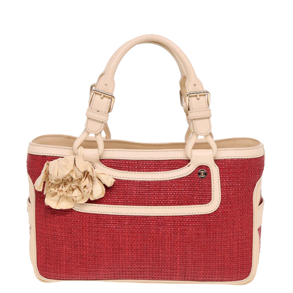 CELINE Boogie bag Hand Bag Straw Red Auth yk13094 - Picture 2 of 16